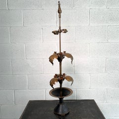 Arts & Crafts Brass Rose Stem Table Lamp