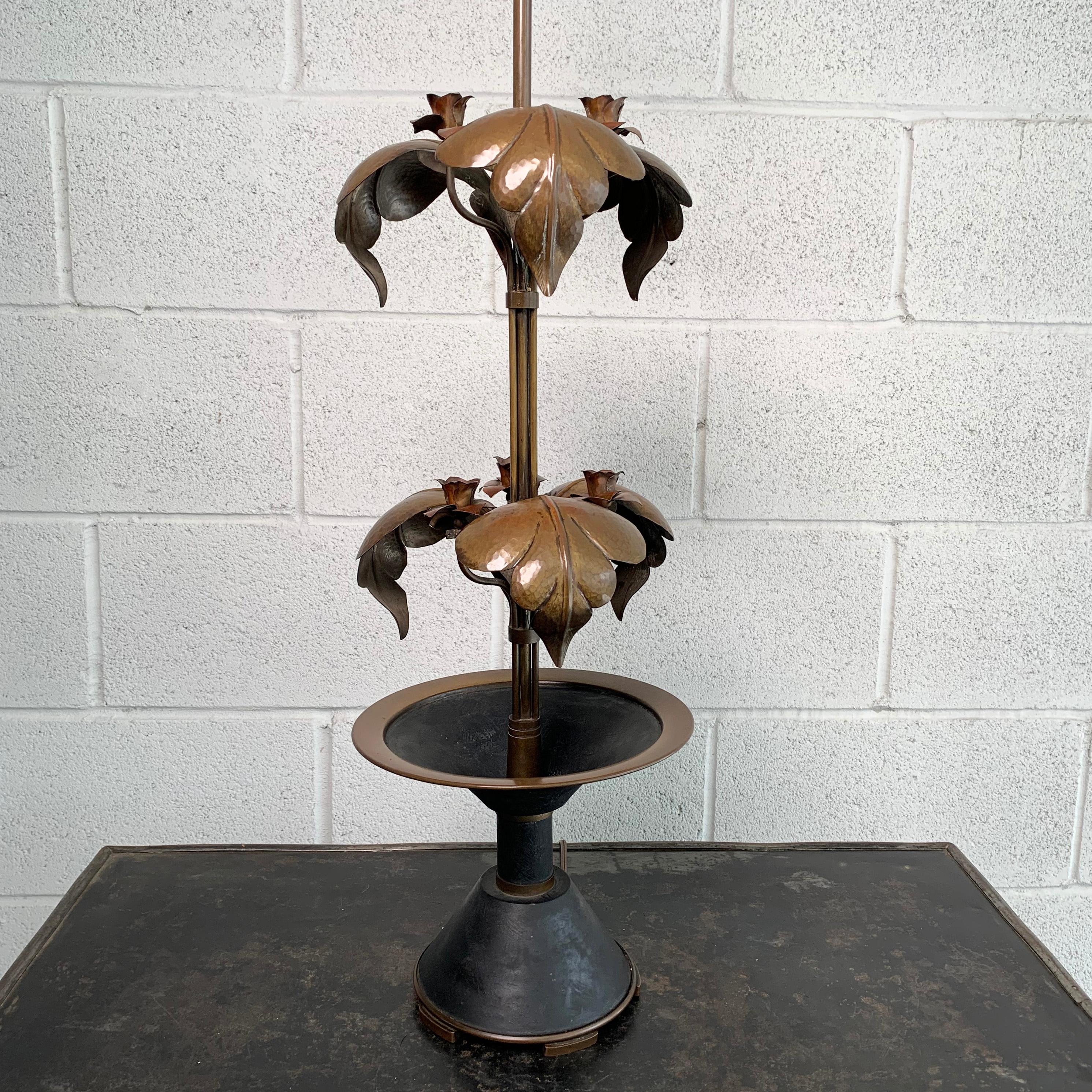 Arts and Crafts Arts & Crafts Brass Rose Stem Table Lamp For Sale