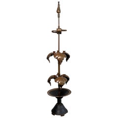 Antique Arts & Crafts Brass Rose Stem Table Lamp