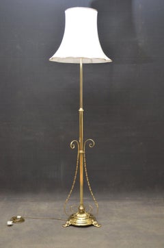 Adjustable Arts and Crafts Brass Floor Lamp, England, Circa 1900