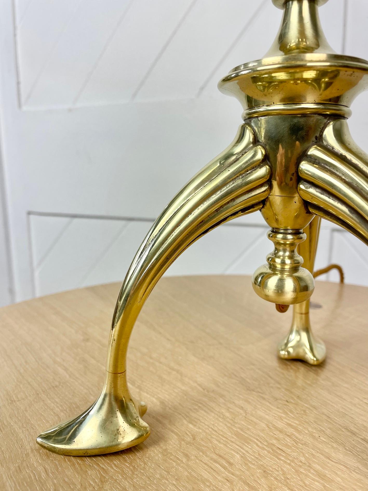 English Arts & Crafts Brass Table Lamp