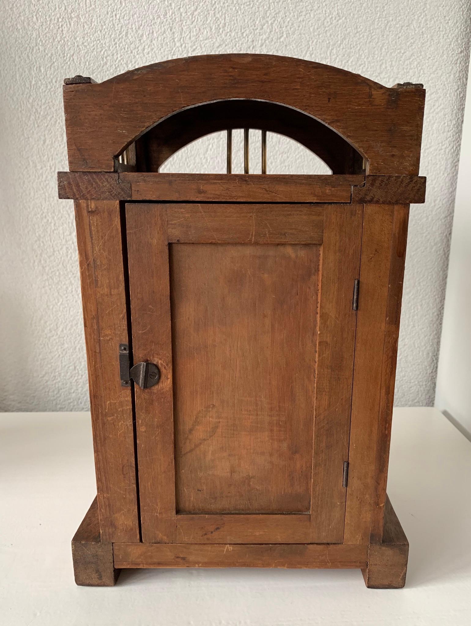 Arts & Crafts Brass & Wood Gustave Serrurier-Bovy Style Pendulum / Table Clock 6