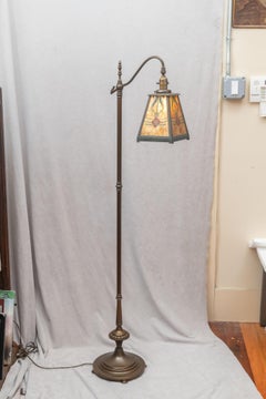 Arts & Crafts Bridge Floor Lamp with Mica Shade, circa 1910
