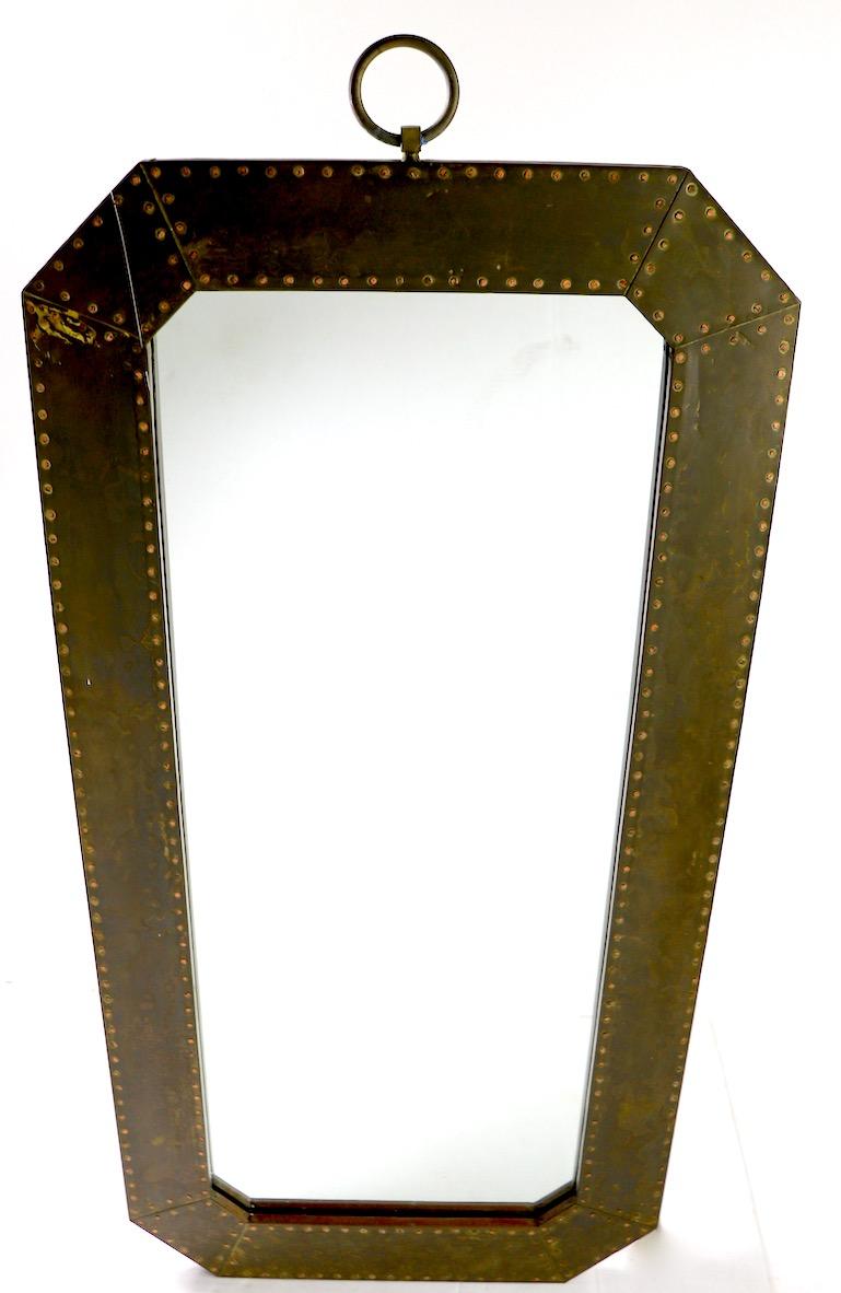 American Arts & Crafts Brutalist Copper Framed Mirror