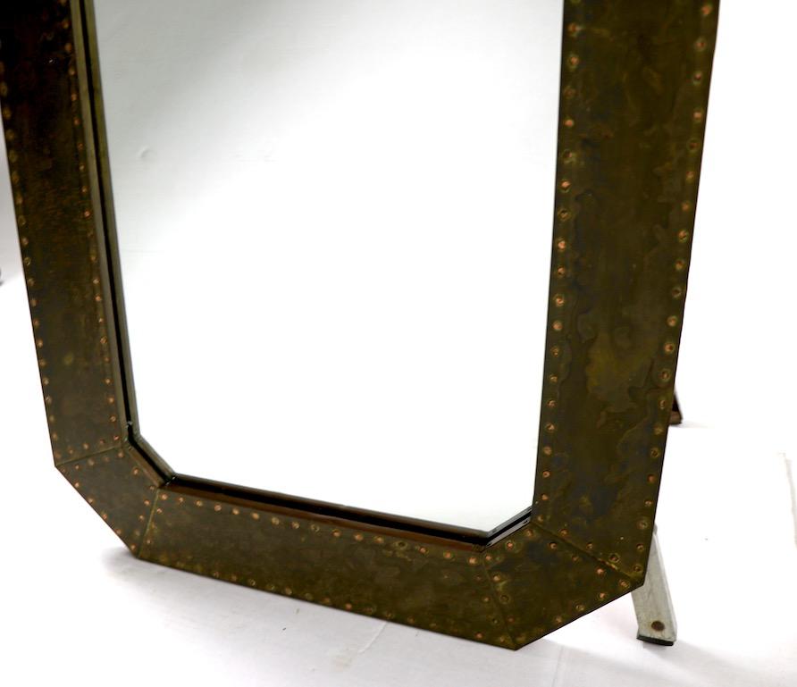 Arts & Crafts Brutalist Copper Framed Mirror 1