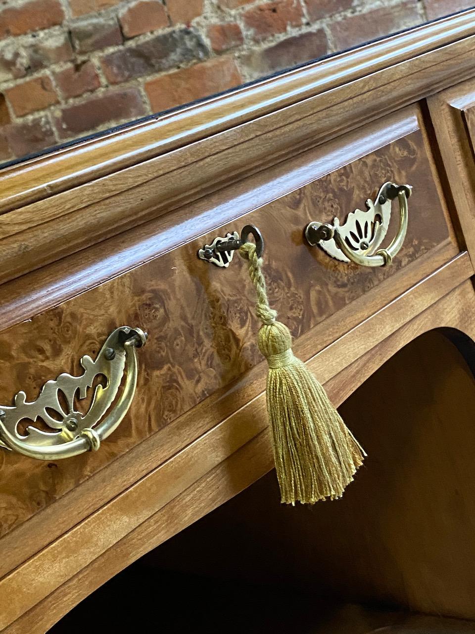 19th Century Arts & Crafts Burr Walnut Kneehole Desk by Shapland & Petter, circa 1890