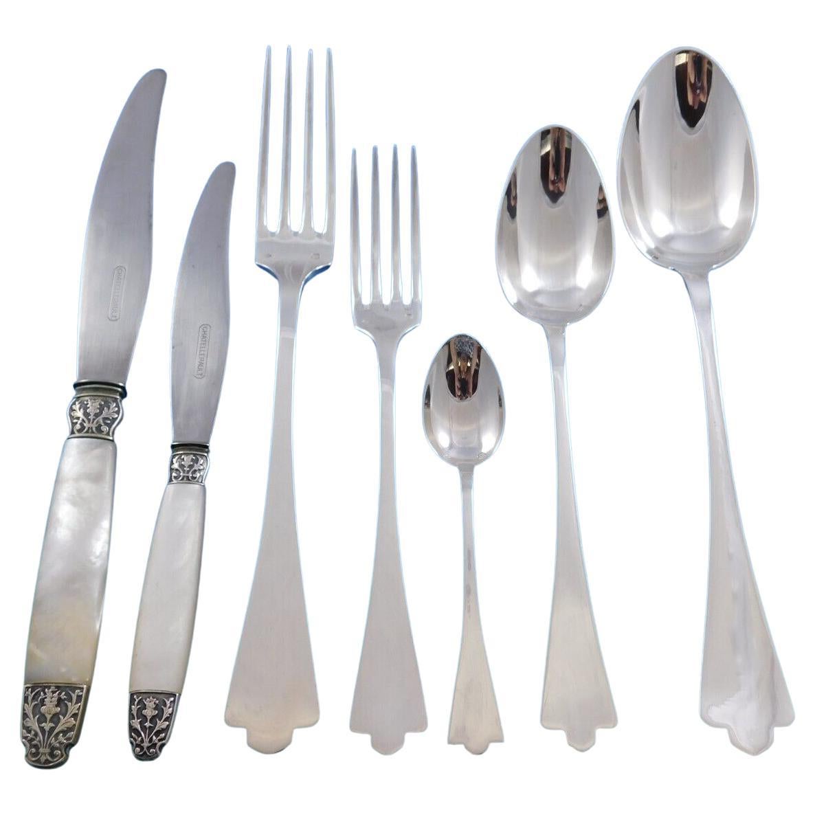 Arts & Crafts by Albert & Andre Calle French 950 Silver Flatware Set Service For Sale