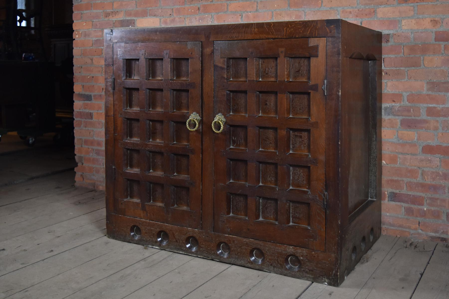 Late 19th Century Arts & Crafts / Medieval Style Oak Cabinet For Sale 1
