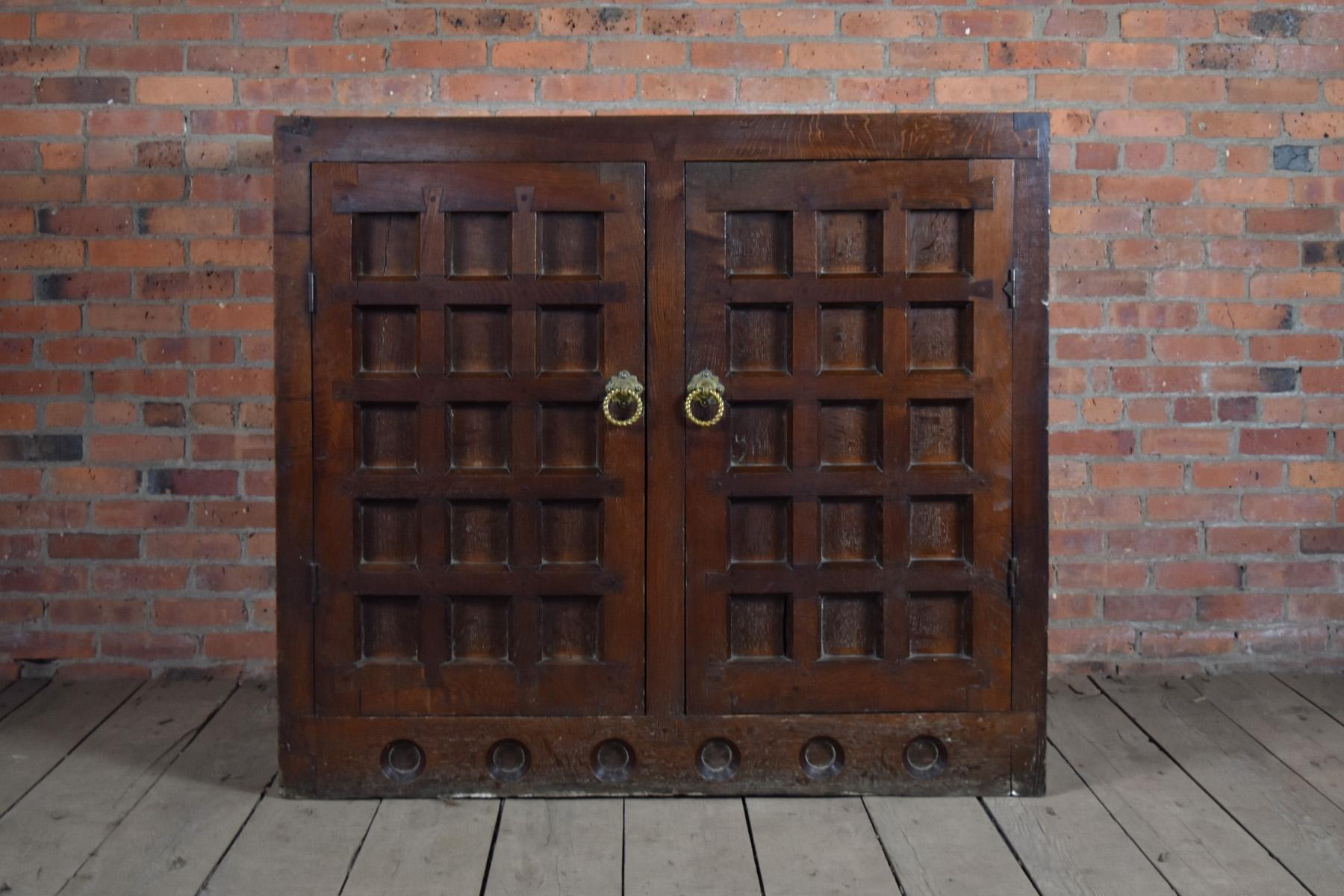 Late 19th Century Arts & Crafts / Medieval Style Oak Cabinet For Sale 2