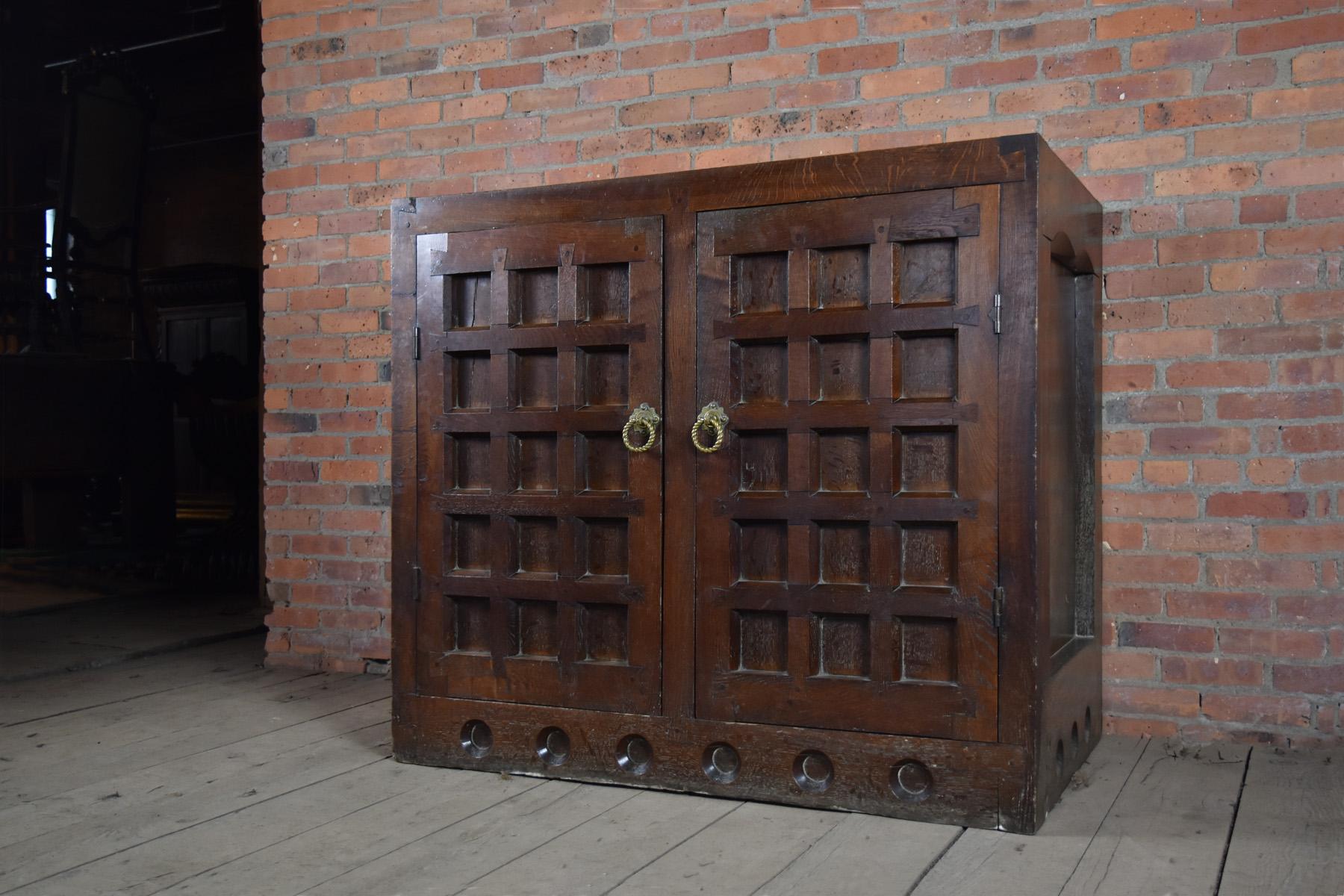 Late 19th Century Arts & Crafts / Medieval Style Oak Cabinet For Sale 3