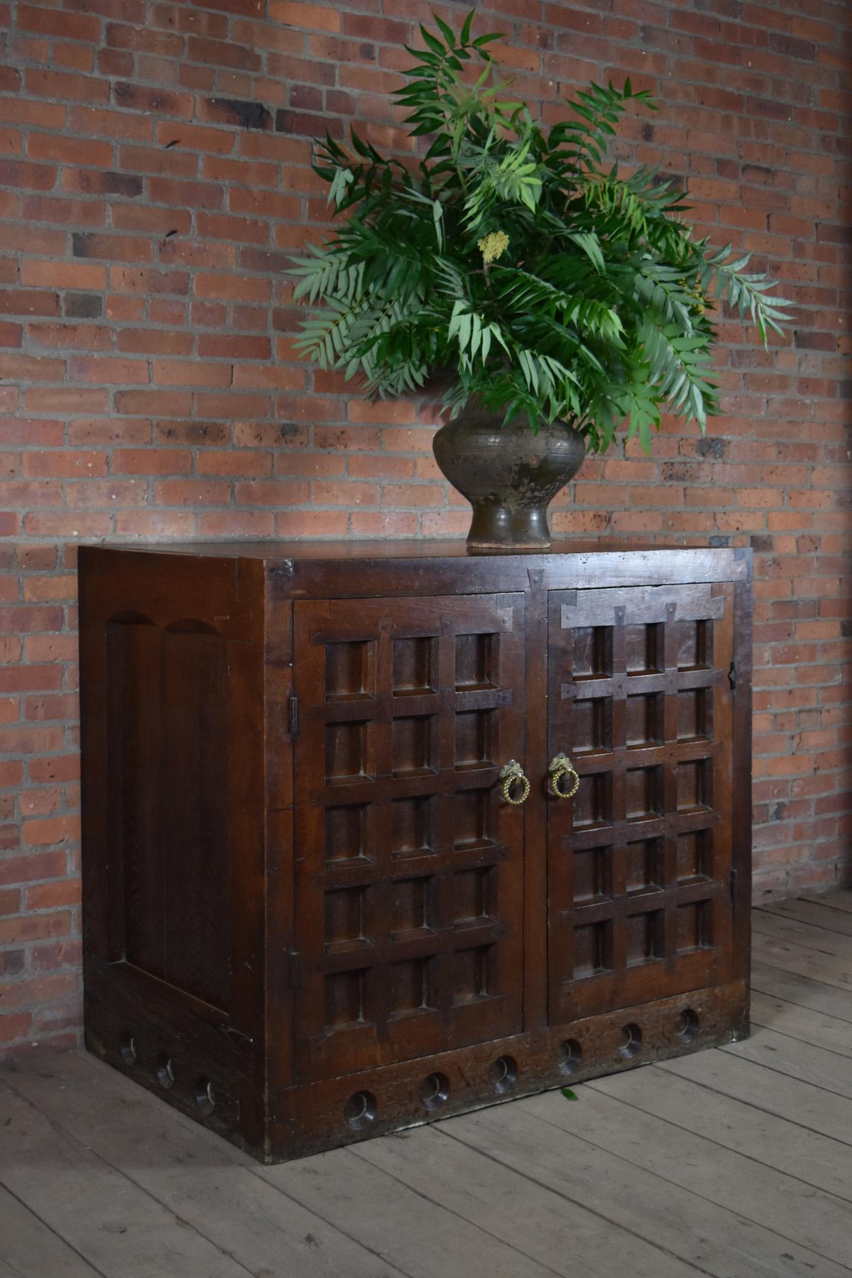 Late 19th Century Arts & Crafts / Medieval Style Oak Cabinet For Sale 4