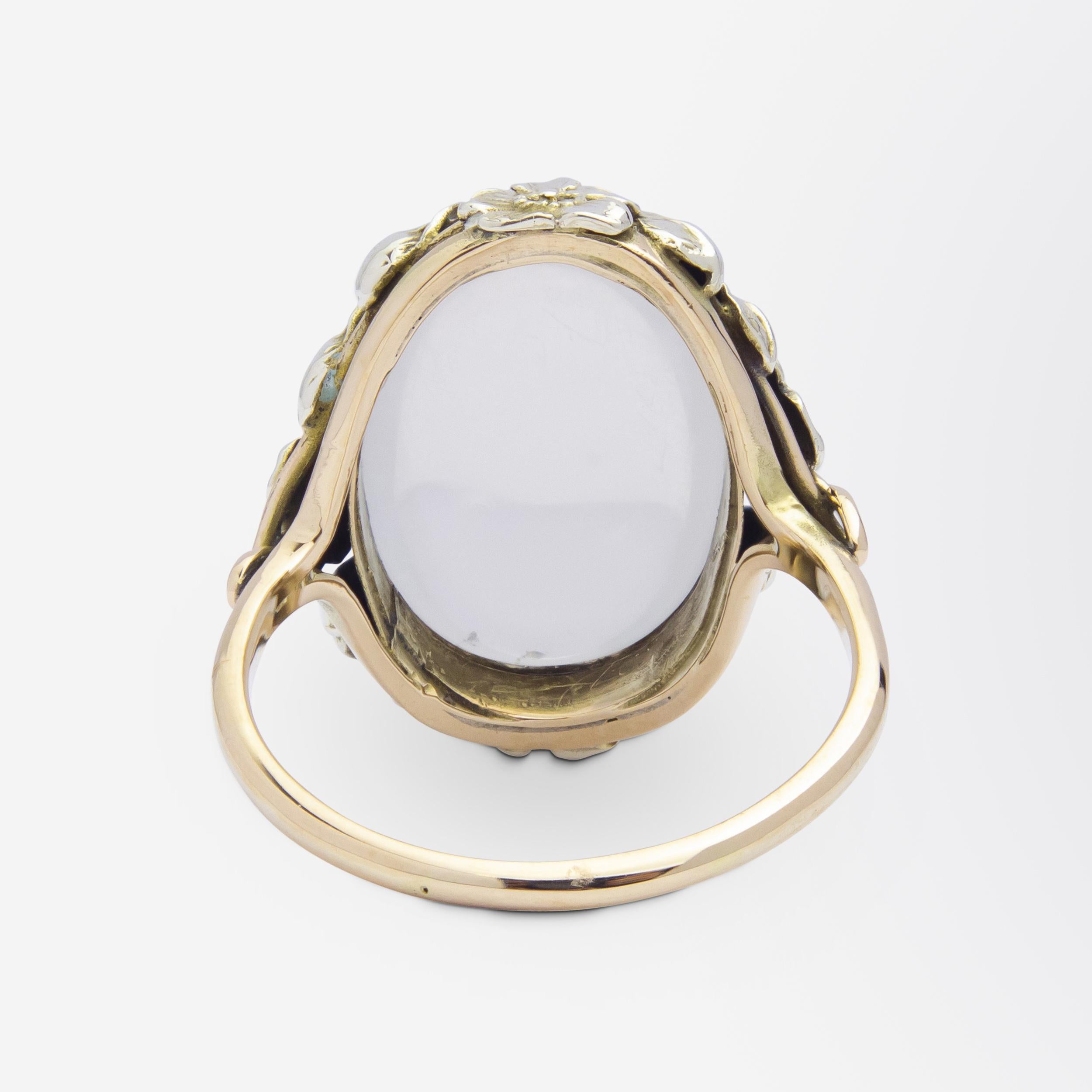 Women's or Men's Arts & Crafts Cabochon Moonstone Ring For Sale