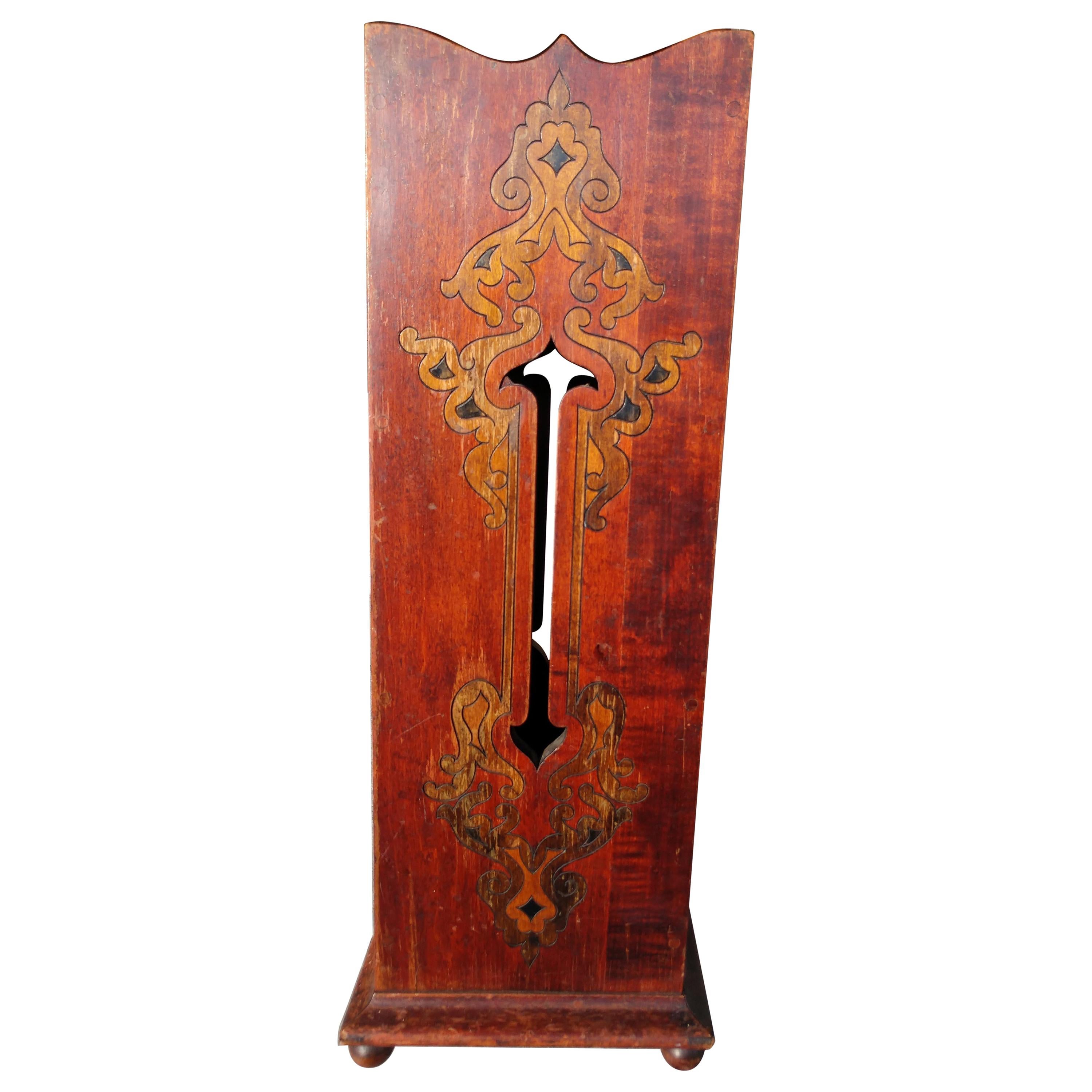 Arts and Crafts Carved Mahogany Umbrella and Cane Holder For Sale at 1stDibs