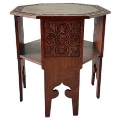 Arts & Crafts Carved Oak Book Table
