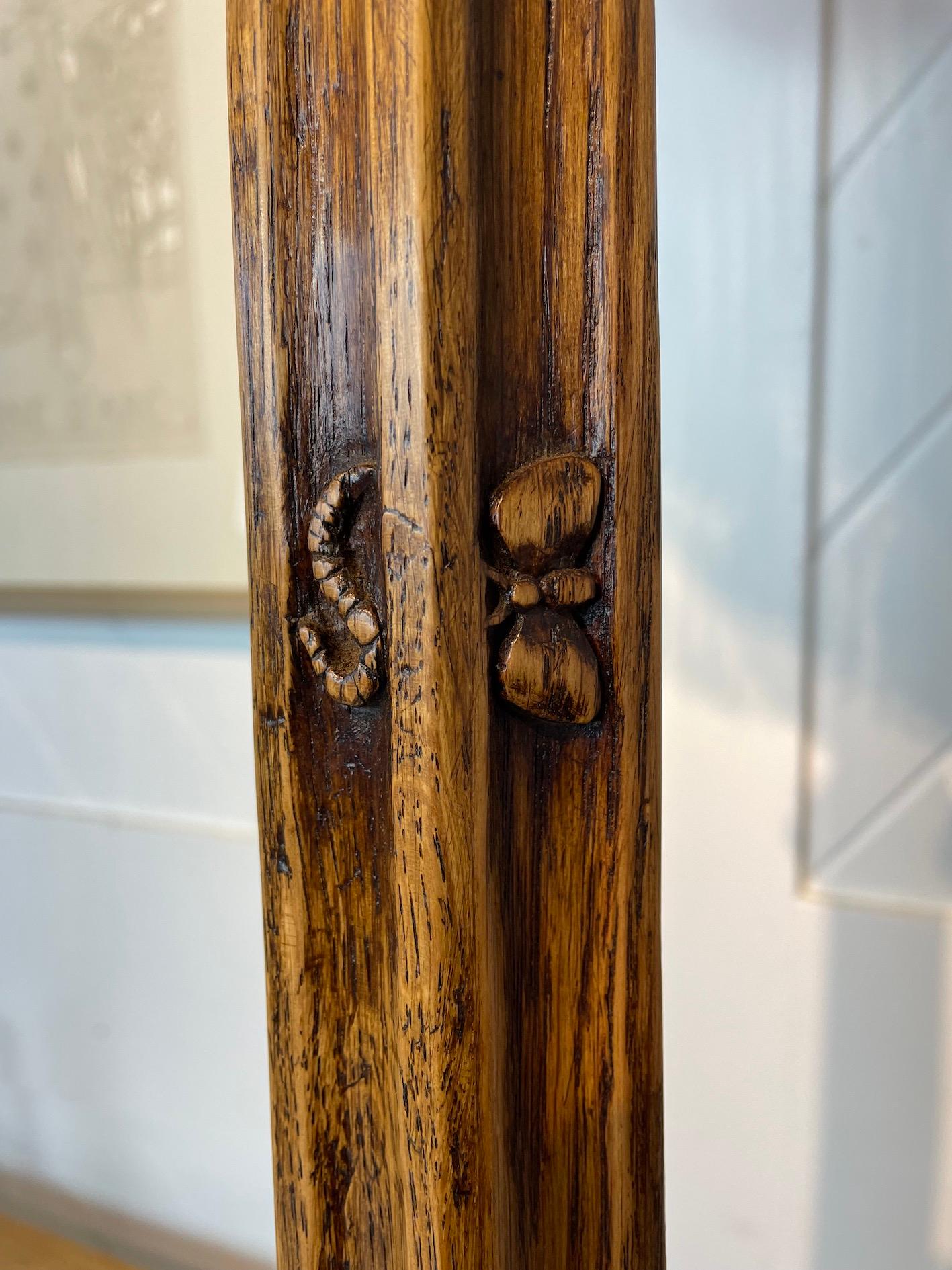 Hand-Carved Arts & Crafts Carved Owl Standard Lamp For Sale