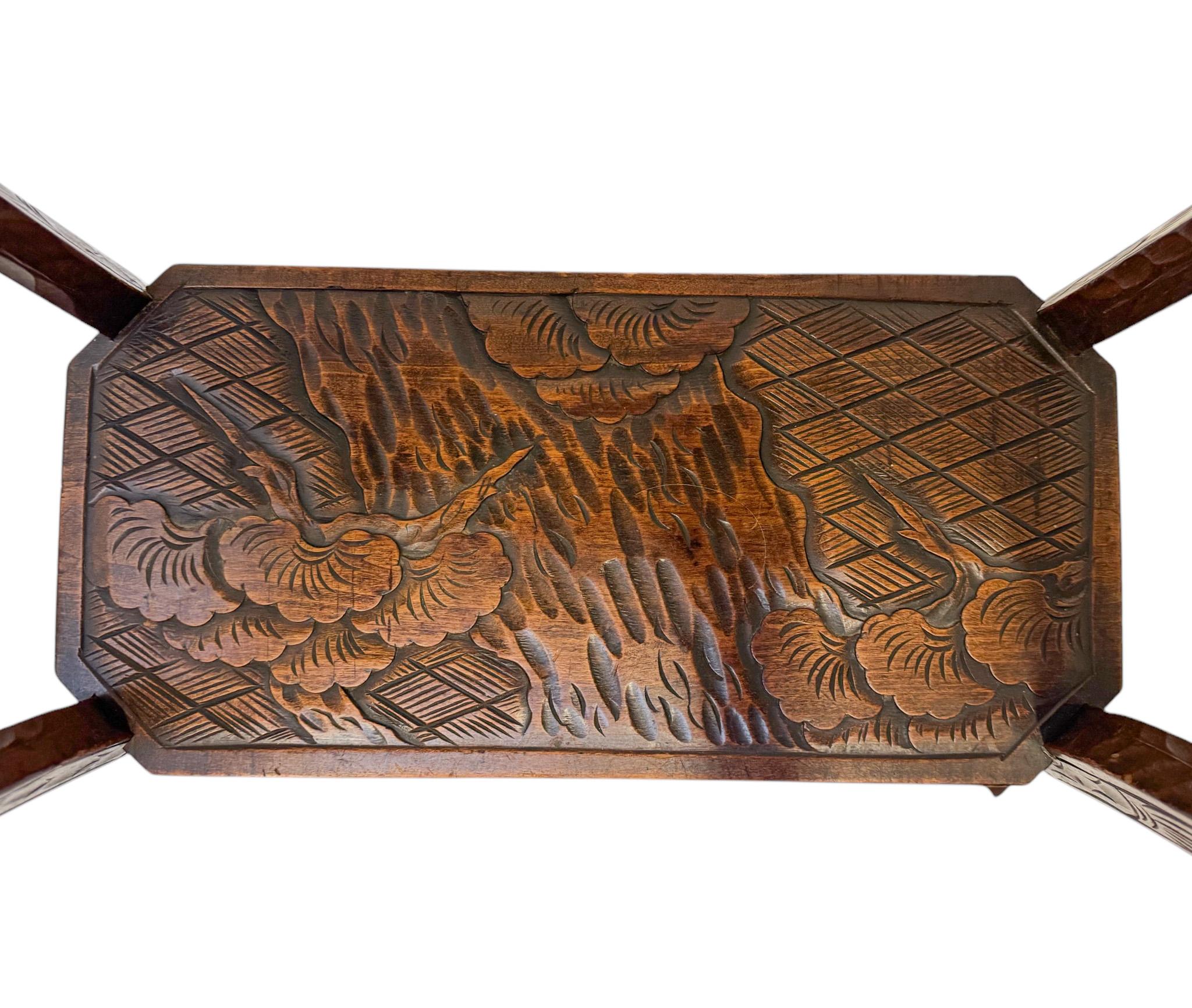 Fruitwood Arts & Crafts Carved Side Table by Liberty of London, 1905 For Sale