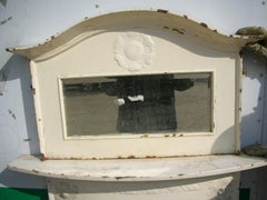 Arts & Crafts Cast Iron Fireplace with Its Original Cast Iron Over Mantel Mirror