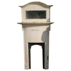 Arts & Crafts Cast Iron Fireplace with Its Original Cast Iron Over Mantel Mirror