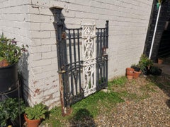 Arts & Crafts Cast Iron Gate with its Original Side Post All with Floral Details