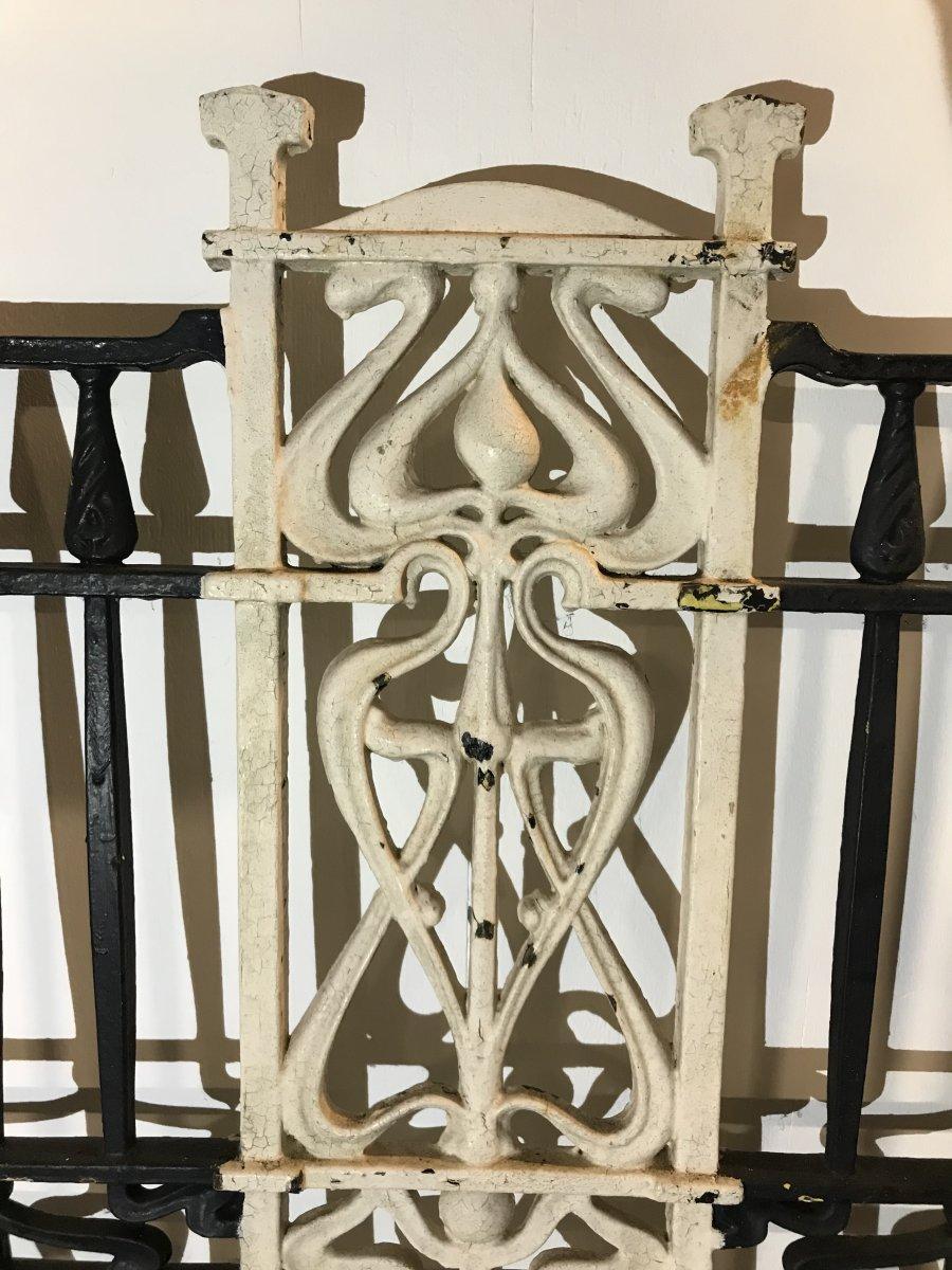Arts and Crafts Arts & Crafts Cast Iron Gate with its Original Side Post All with Floral Details For Sale
