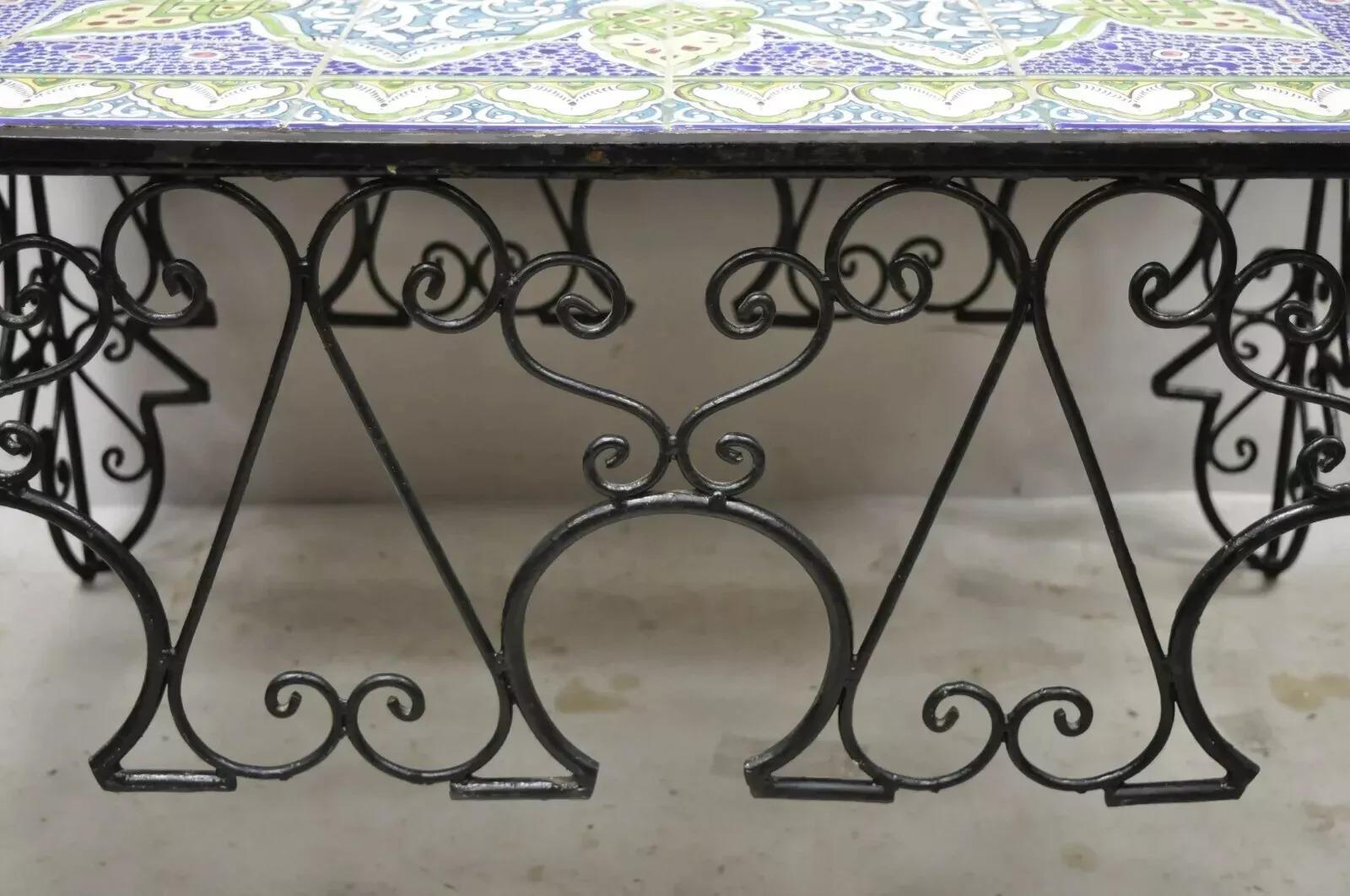 Table basse Arts & Crafts Ceramic California Tile Wrought Iron attr. Catalina en vente 4
