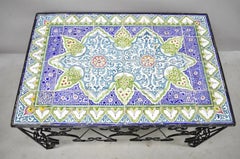 Arts & Crafts Ceramic California Tile Wrought Iron Coffee Table attr. Catalina