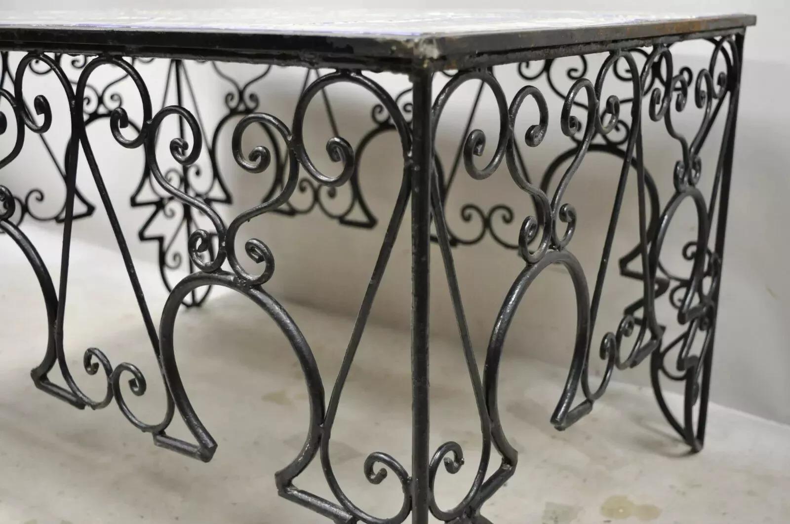 Céramique Table basse Arts & Crafts Ceramic California Tile Wrought Iron attr. Catalina en vente