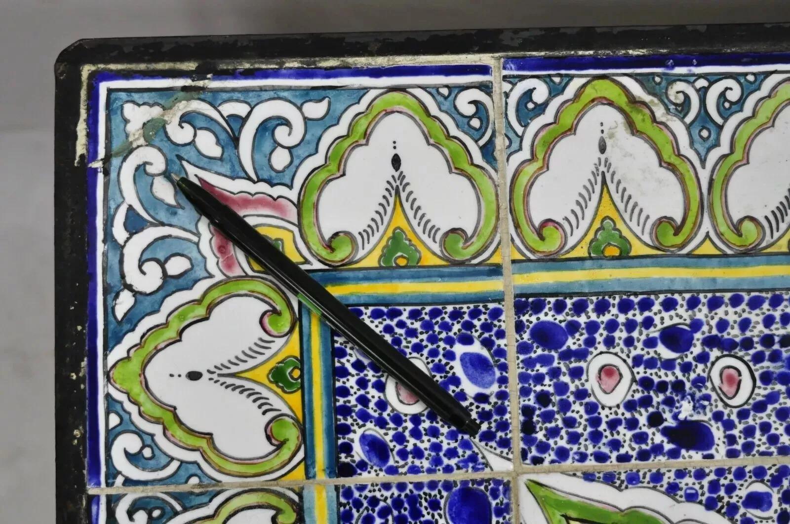 Table basse Arts & Crafts Ceramic California Tile Wrought Iron attr. Catalina en vente 1