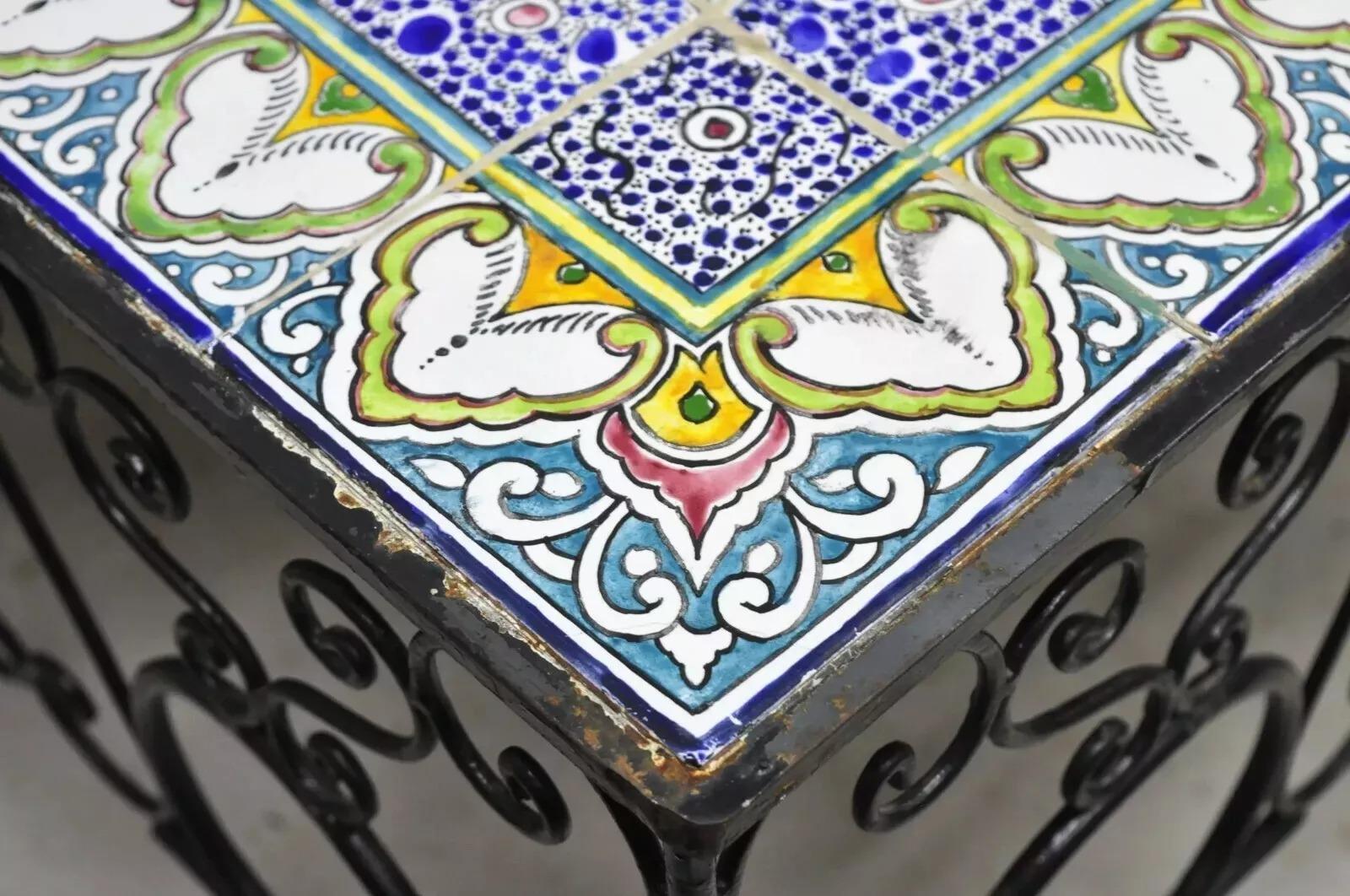 Table basse Arts & Crafts Ceramic California Tile Wrought Iron attr. Catalina en vente 2