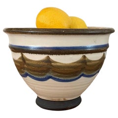 Retro Arts & Crafts Ceramic Footed Bowl