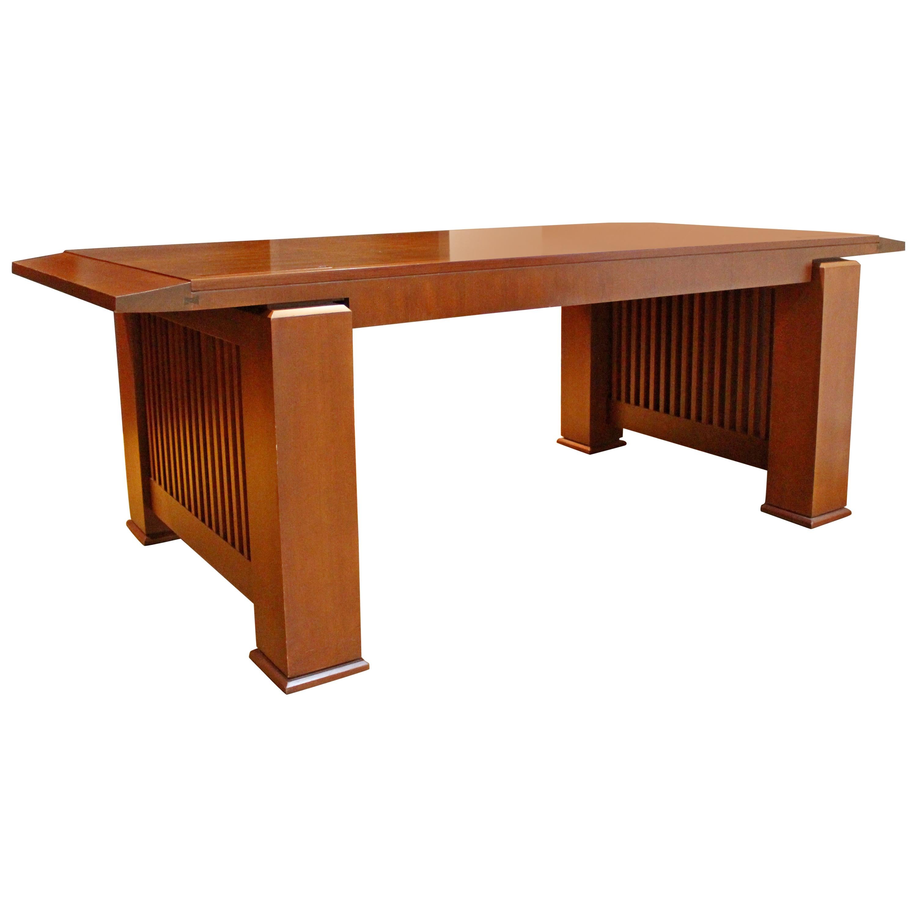 Arts & Crafts Cherry Wood Executive Desk Crofton Intl Frank Lloyd Wright Style
