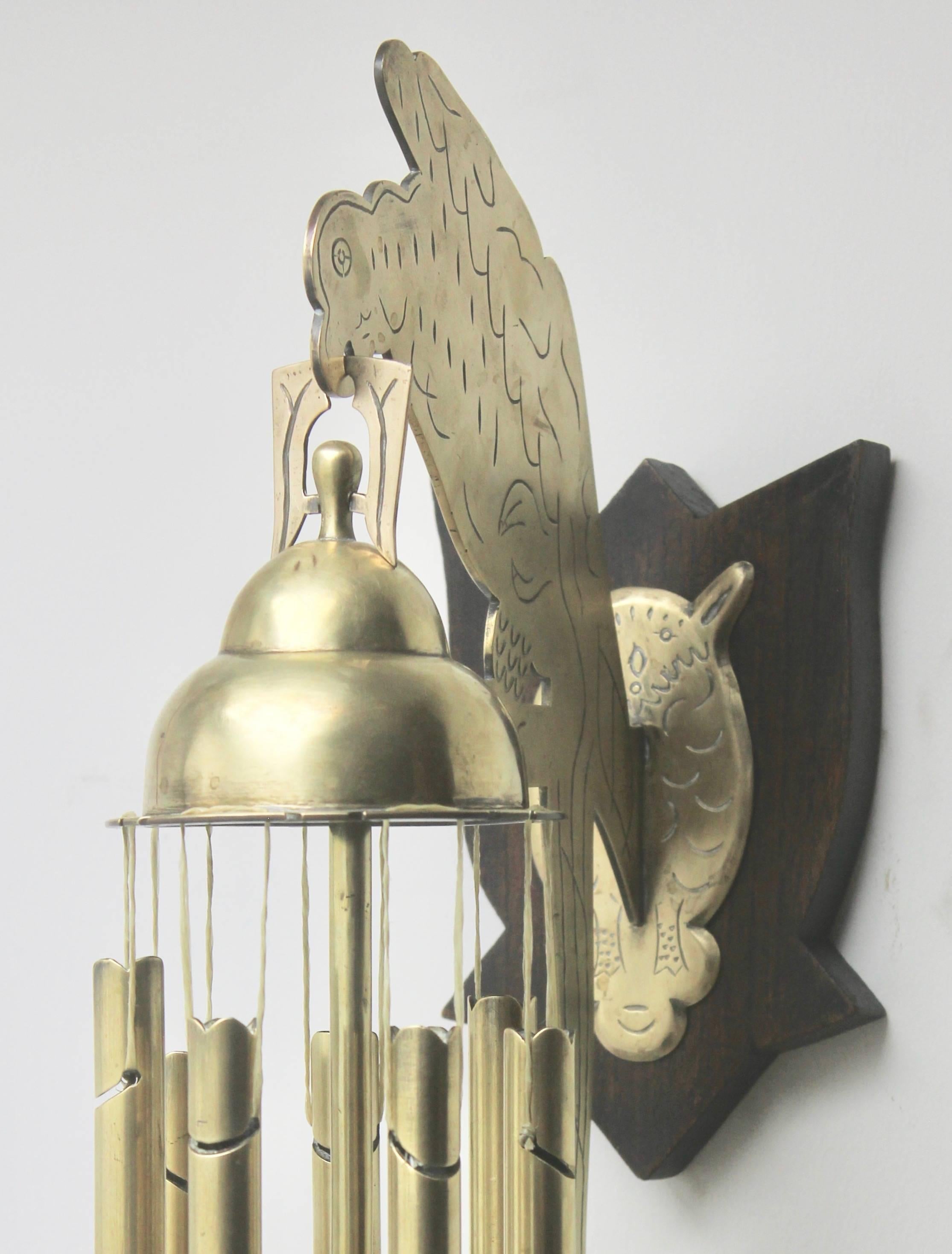 Early 20th Century Arts & Crafts Chime Tubular Bells, Brass Wall-Mounted Dinner Gong ‘Doorbell’ For Sale