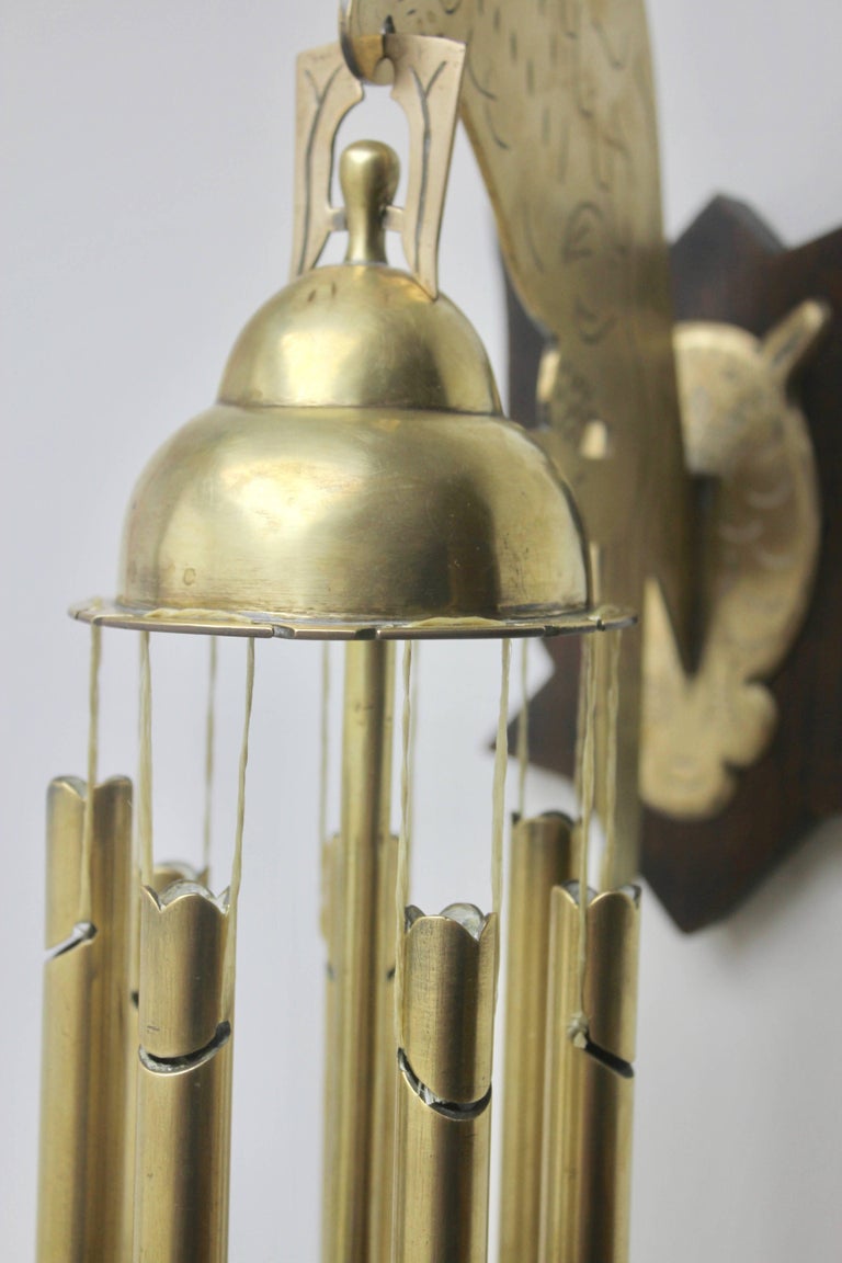Arts and Crafts Chime Tubular Bells, Brass WallMounted Dinner Gong ‘Doorbell’ For Sale at
