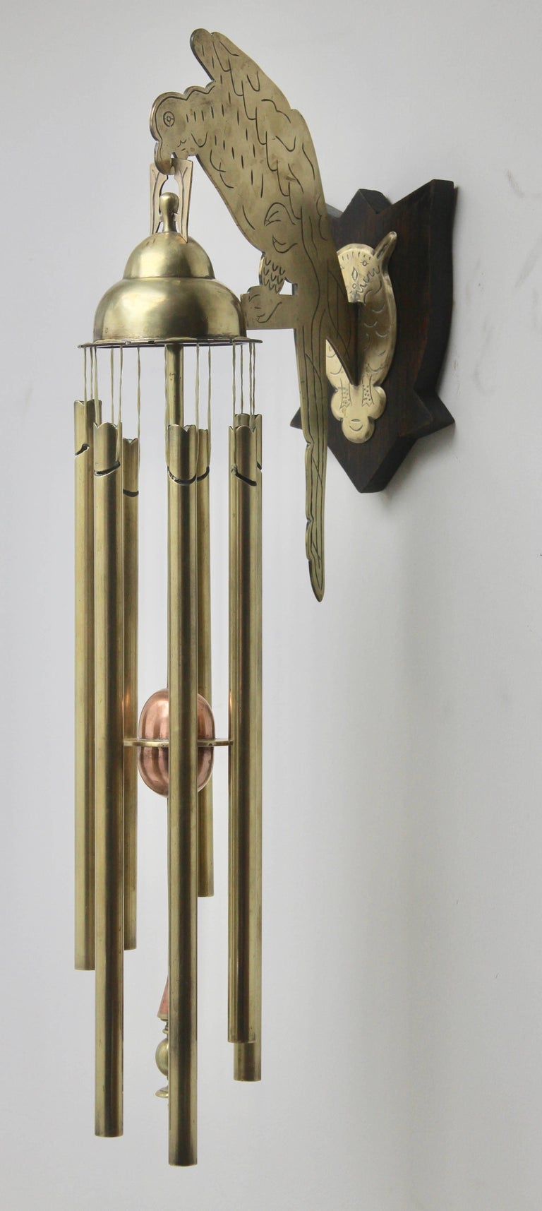 Arts and Crafts Chime Tubular Bells, Brass Wall Mounted Dinner Gong