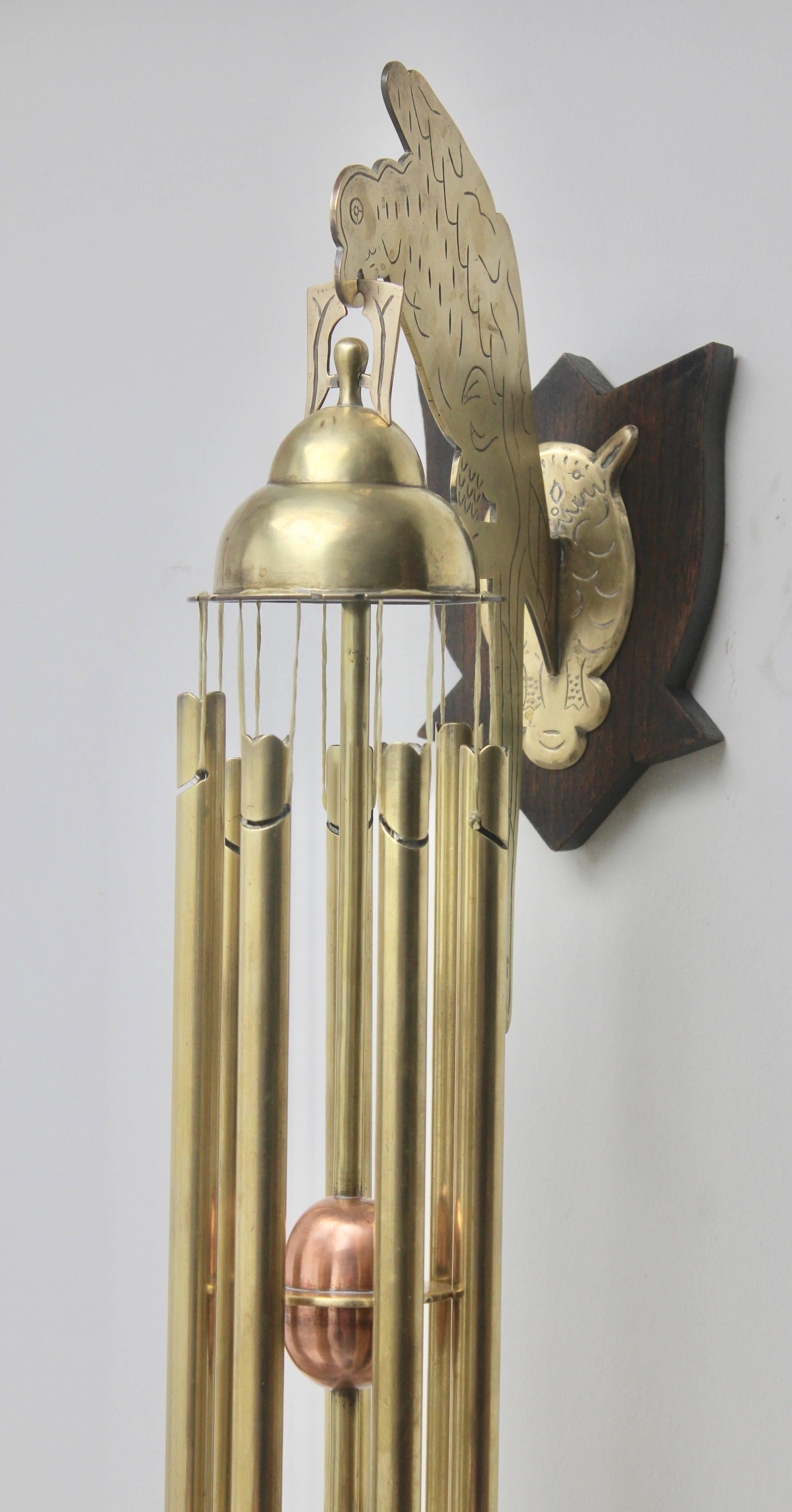 Arts and Crafts Arts & Crafts Chime Tubular Bells, Brass Wall-Mounted Dinner Gong ‘Doorbell’ For Sale
