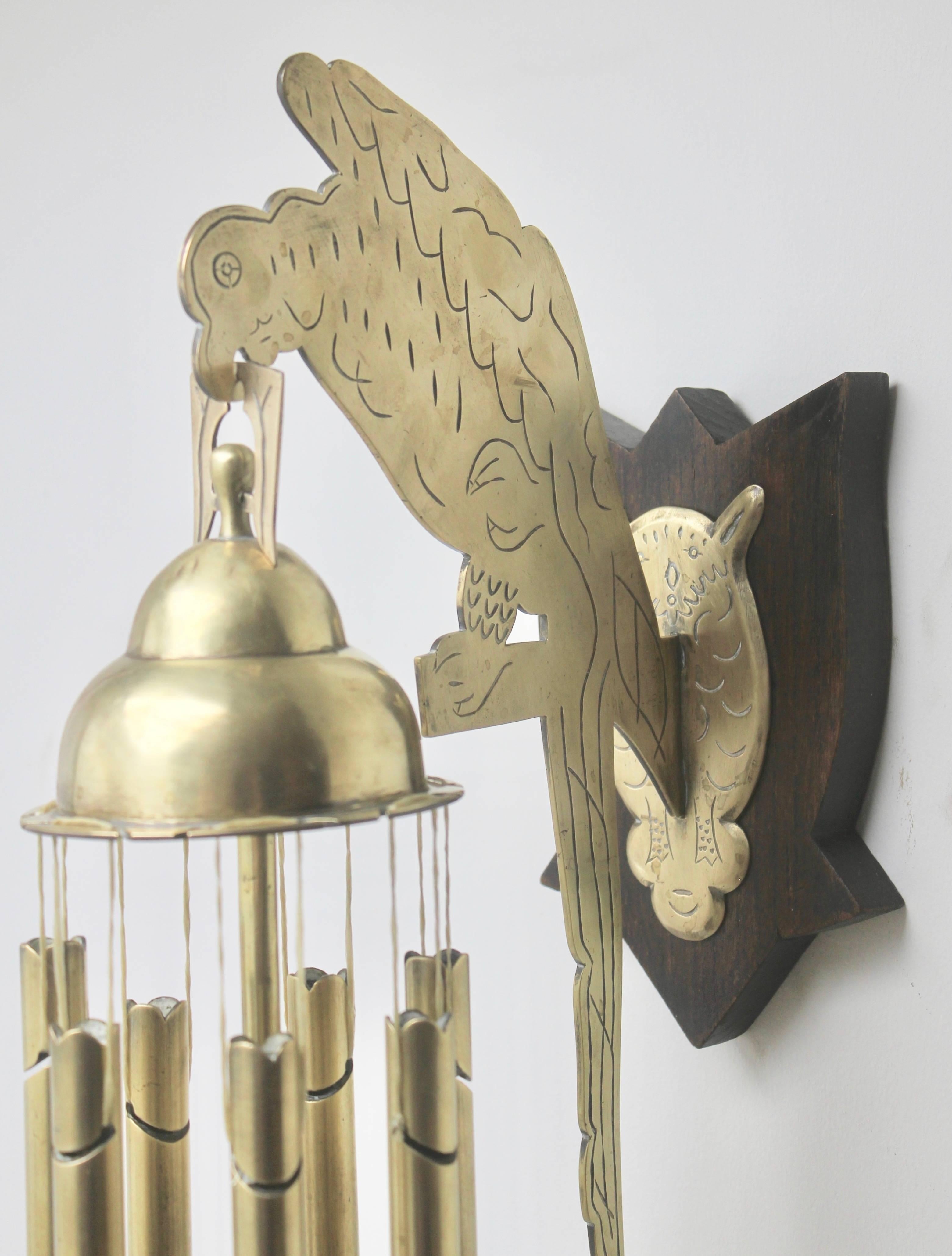 Austrian Arts & Crafts Chime Tubular Bells, Brass Wall-Mounted Dinner Gong ‘Doorbell’ For Sale