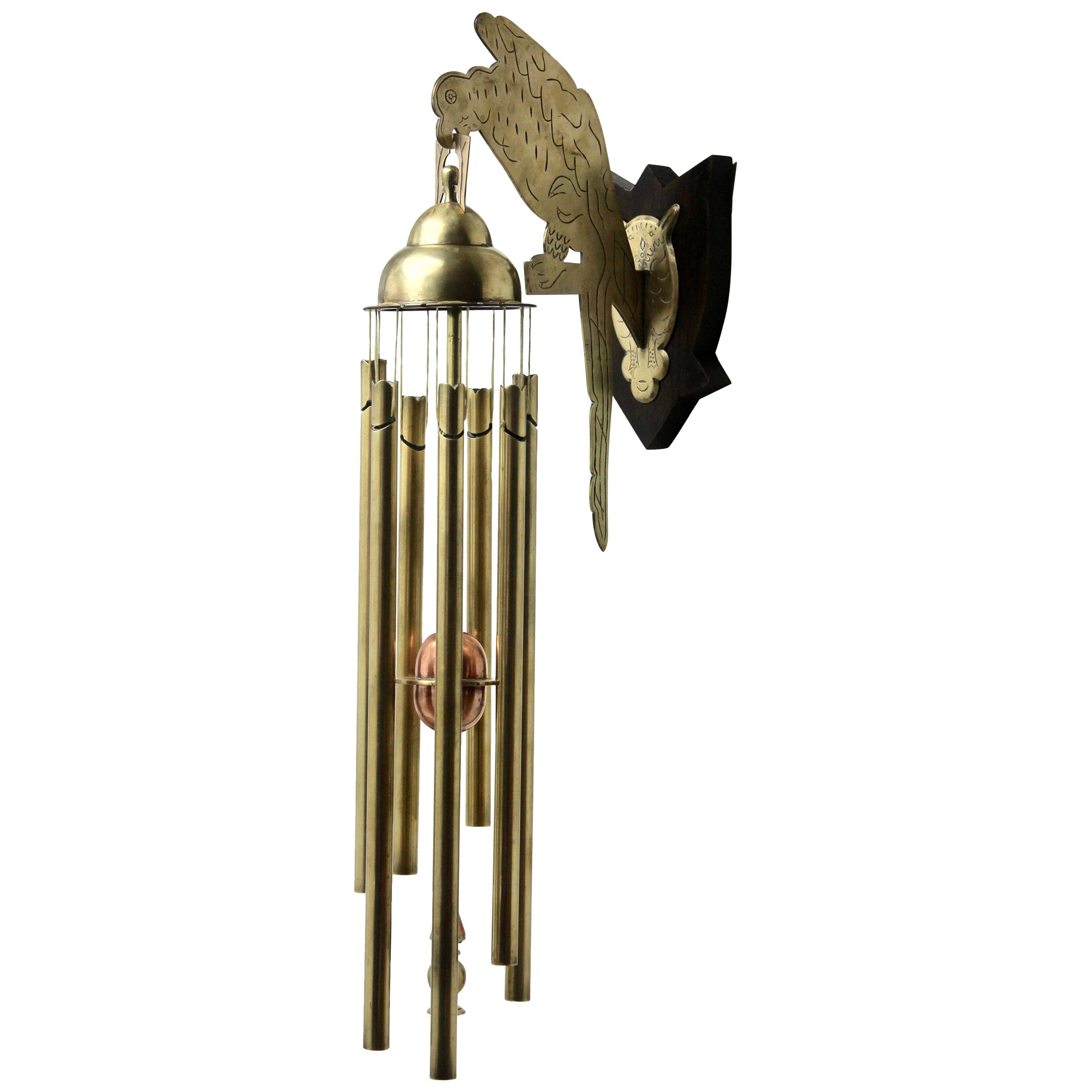 Arts & Crafts Chime Tubular Bells, Brass Wall-Mounted Dinner Gong ‘Doorbell’ For Sale