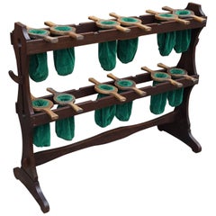 Arts & Crafts Church Offering Bags Stand with 12 Original Wood and Velvet Bags