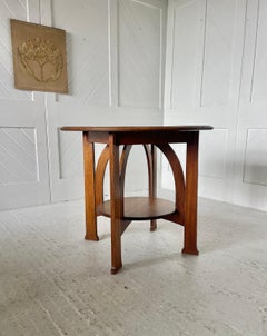 Arts & Crafts Circular Oak Table By Shapland & Petter