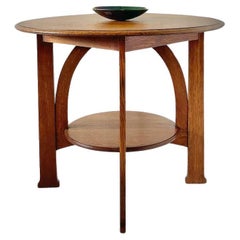 Arts & Crafts Circular Oak Table By Shapland & Petter