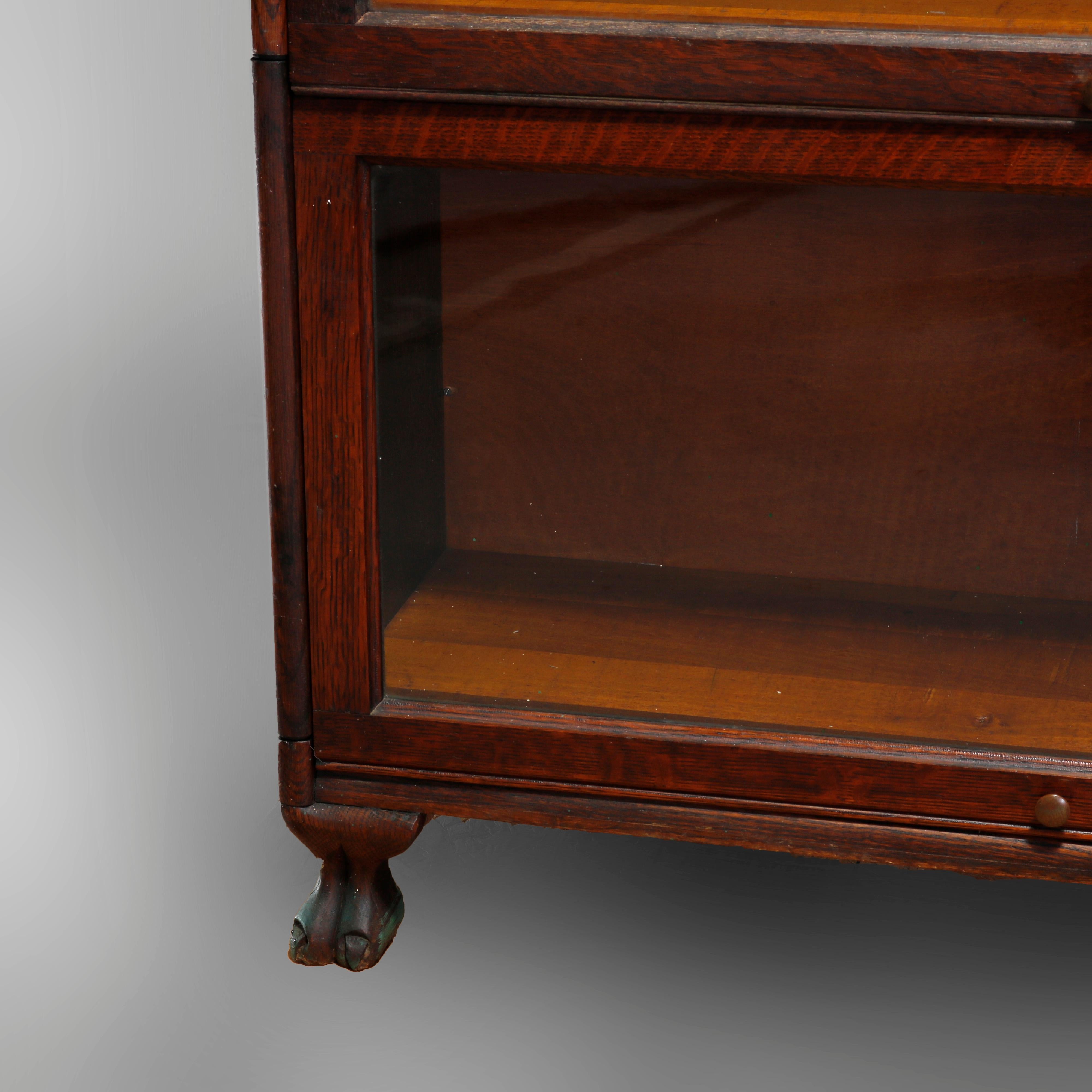 American Arts & Crafts Claw Foot Mission Oak Barrister Bookcase by Gunn, circa 1910