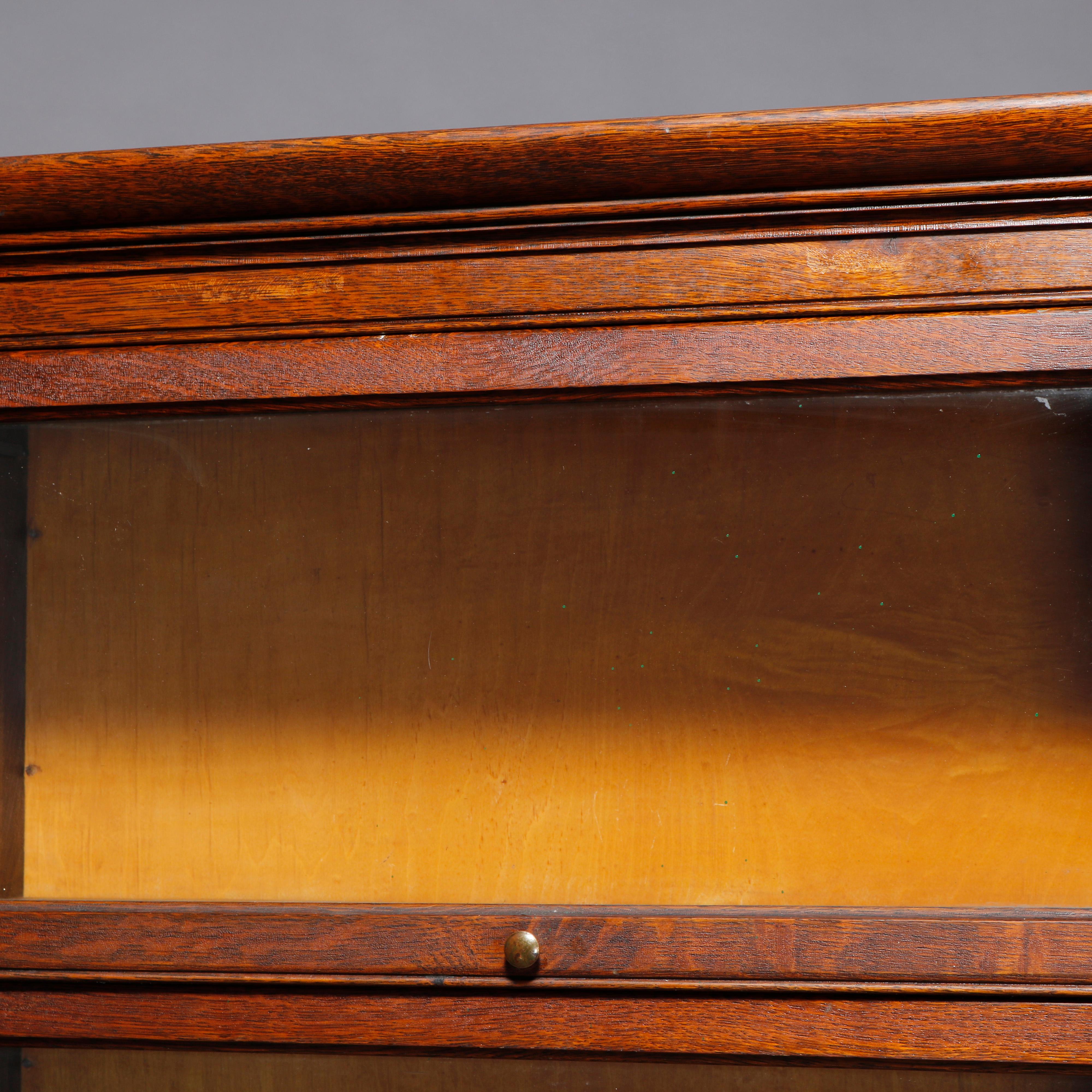 Arts & Crafts Claw Foot Mission Oak Barrister Bookcase by Gunn, circa 1910 In Good Condition In Big Flats, NY