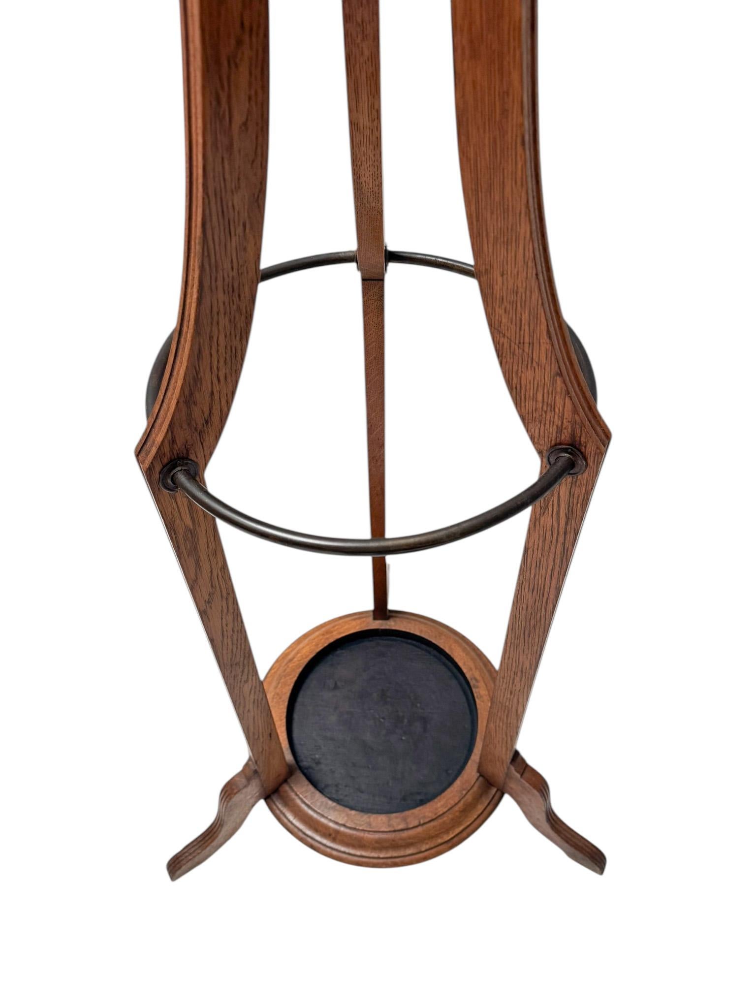 Brass Arts & Crafts Coat Stand or Porte Manteau with Rotating Top, 1900s For Sale