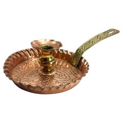 Arts & Crafts Copper and Brass Candleholder, circa 1900s