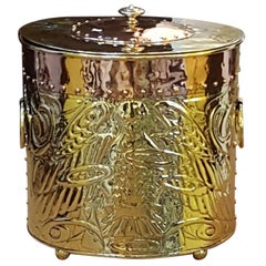 Arts & Crafts Copper and Brass Log Bin