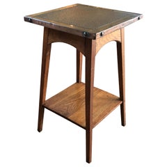 Arts & Crafts Copper and Oak Side Table