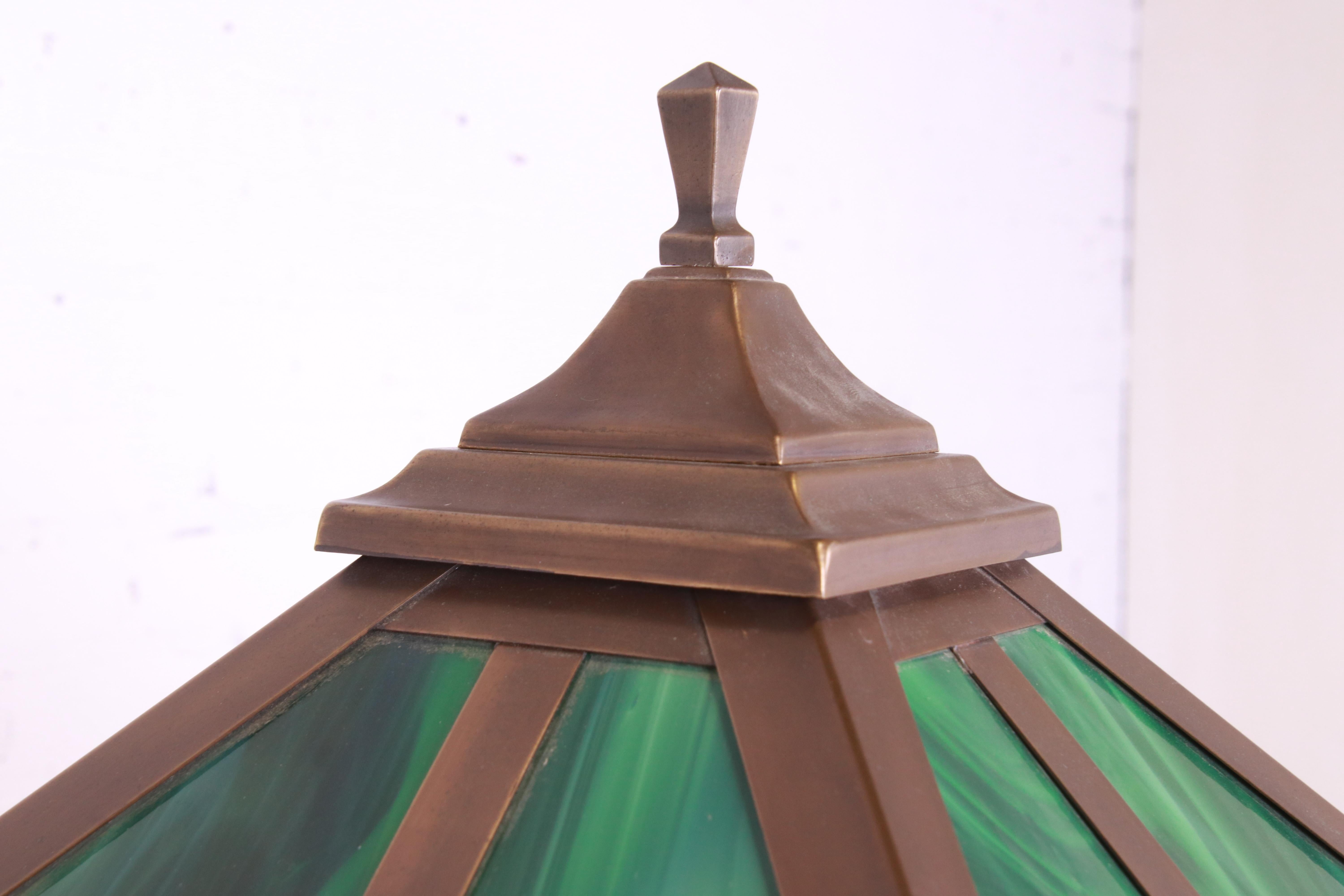 Arts & Crafts Copper and Slag Glass Floor Lamp 4