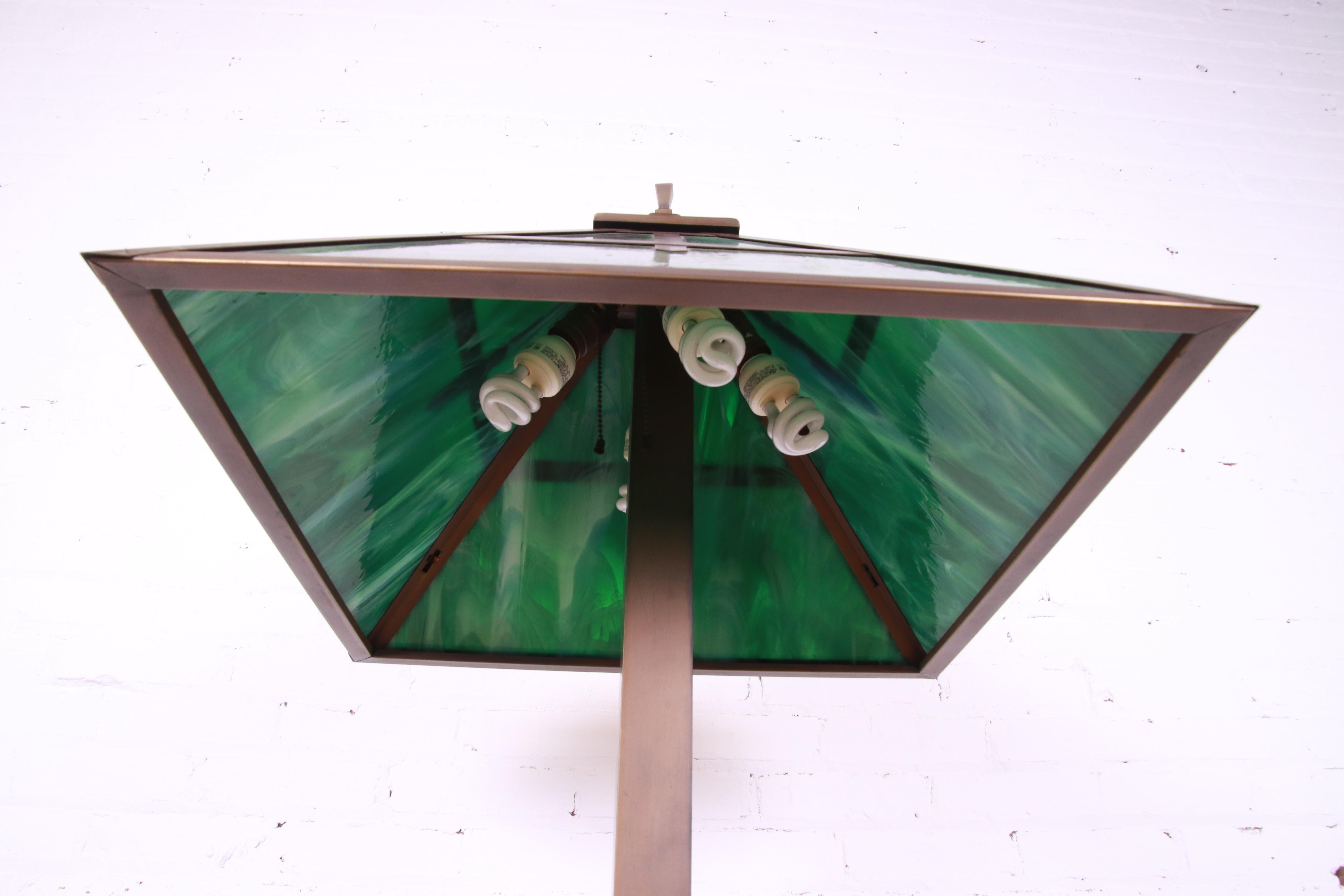 Arts & Crafts Copper and Slag Glass Floor Lamp 6