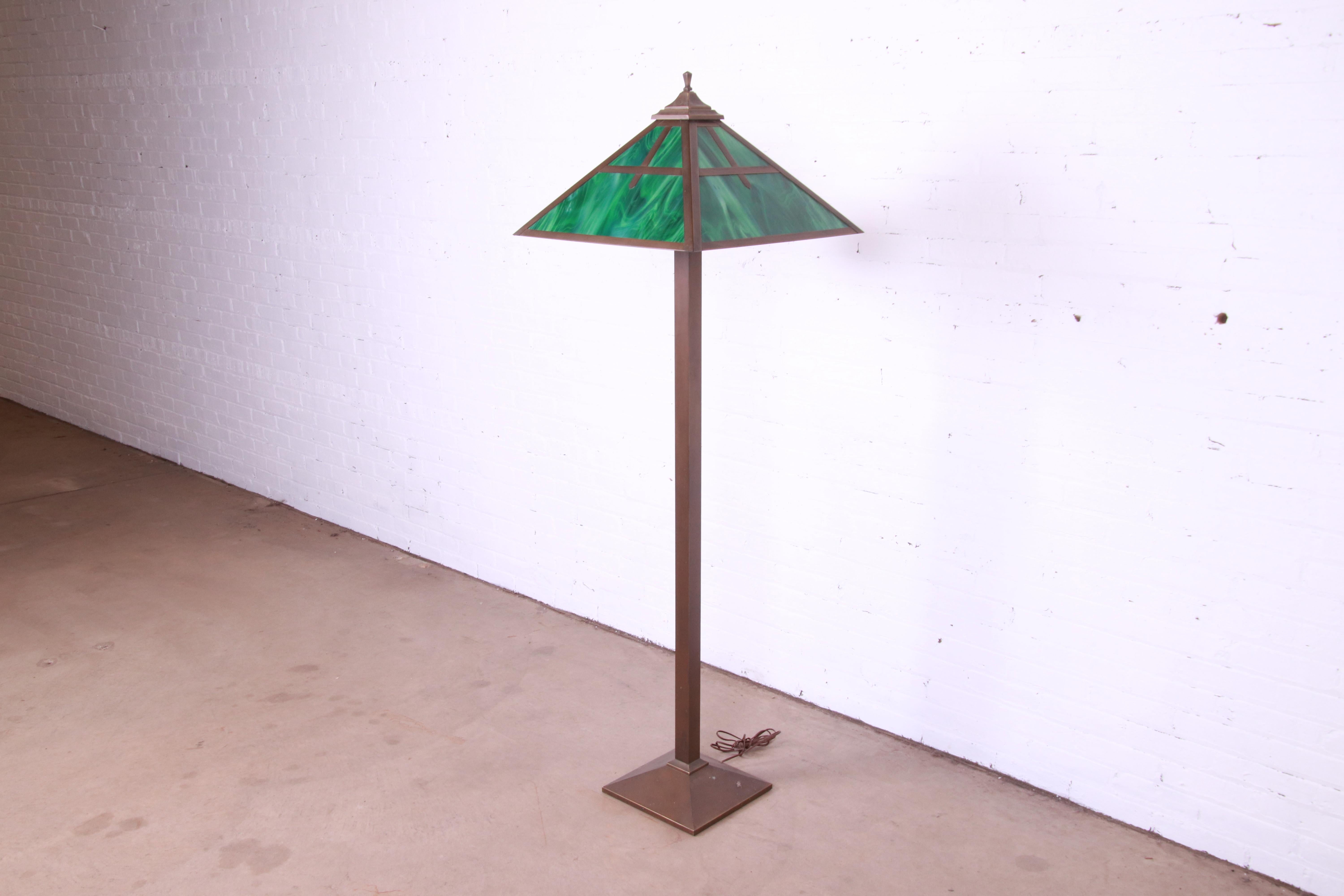 Arts and Crafts Arts & Crafts Copper and Slag Glass Floor Lamp