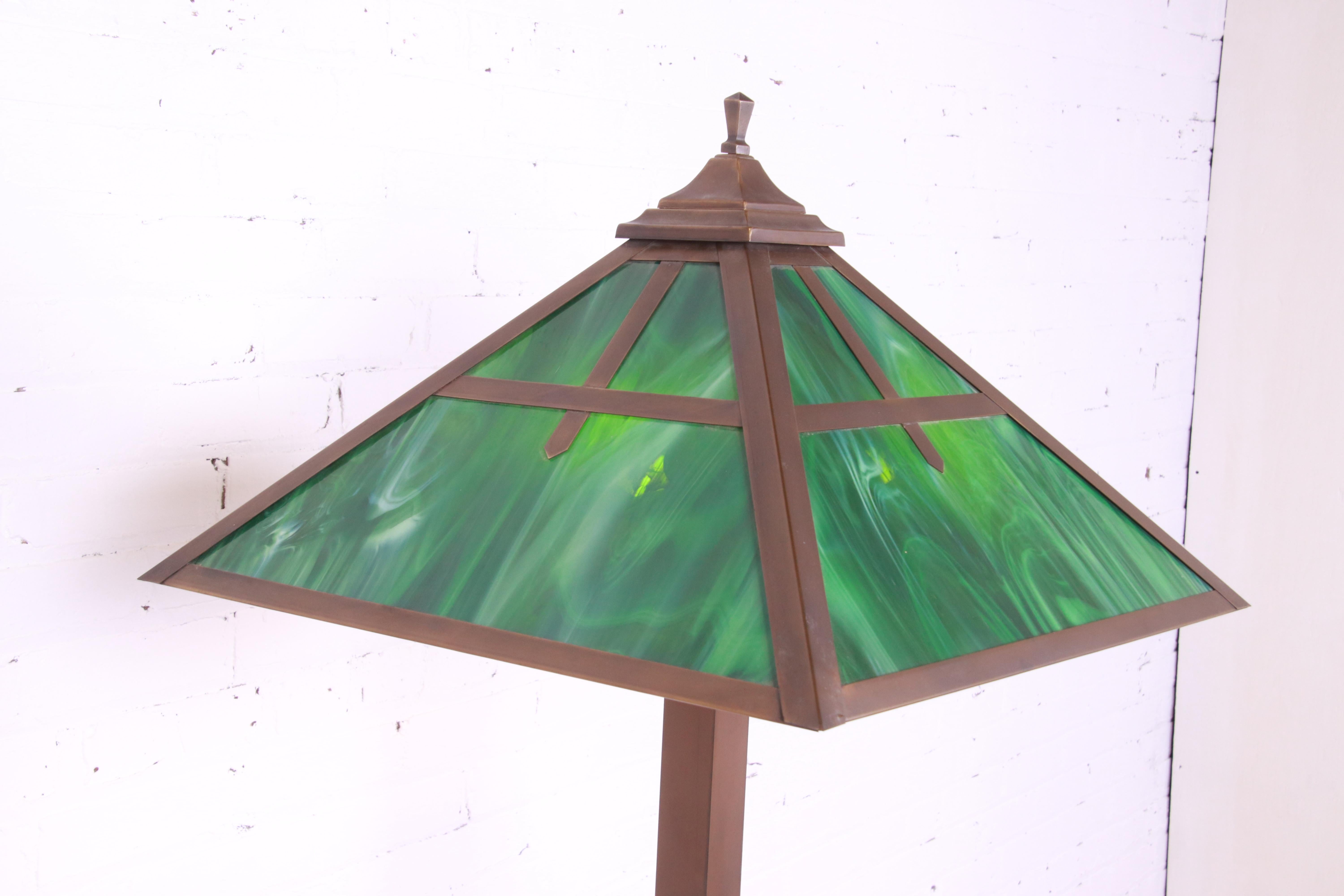 Arts & Crafts Copper and Slag Glass Floor Lamp 3